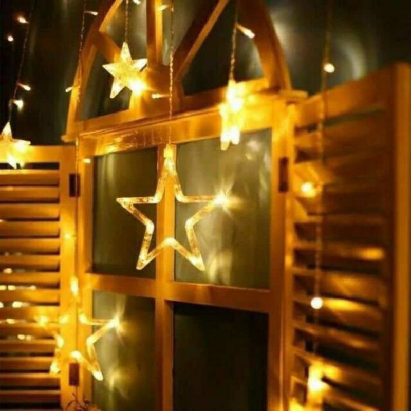 Dây Đèn thả rèm Ngôi sao nhấp nháy⚡siêu dễ thương⚡trang trí mùa Noel tết