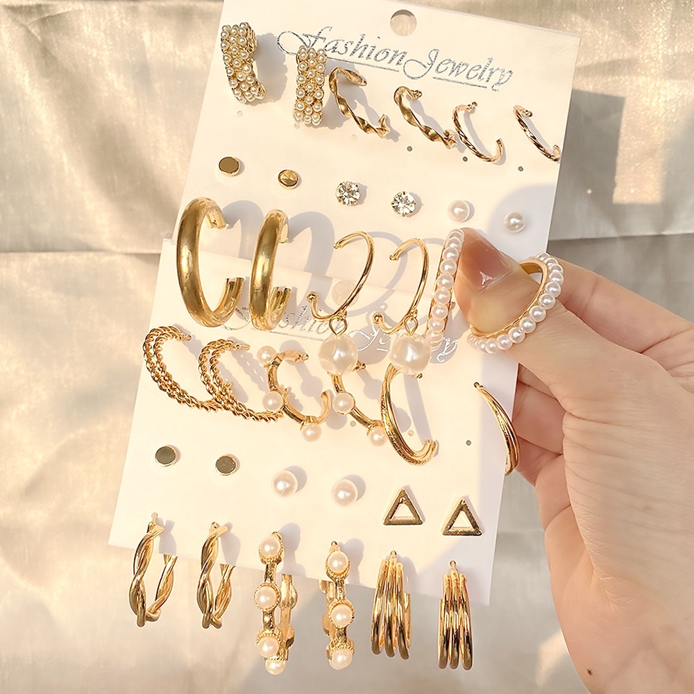 Set 9 Khuyên Tai Hình Bướm Đính Ngọc Trai Pha Lê Phong Cách Cổ Điển Thời Trang Cho Nữ