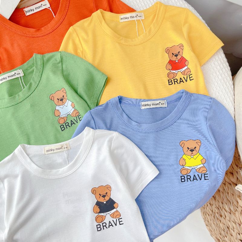 Áo phông cổ tròn in gấu  thun lạnh size 8-28kg