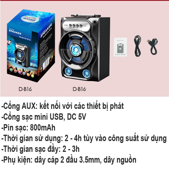 Loa Bluetooth B16/ M428 - Âm Thanh To Hay Chuẩn -Thẻ TF, USB, FM, AUX- Full Box - Bảo Hành 3 Tháng