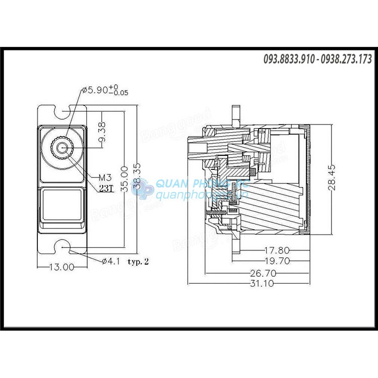 Servo Emax ES3004 20g 23T nhong kim loại