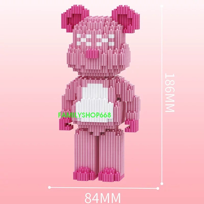 Đồ chơi xếp hình Gấu Bearbrick 19cm lắp ráp mô hình Hàng Đẹp bear brick