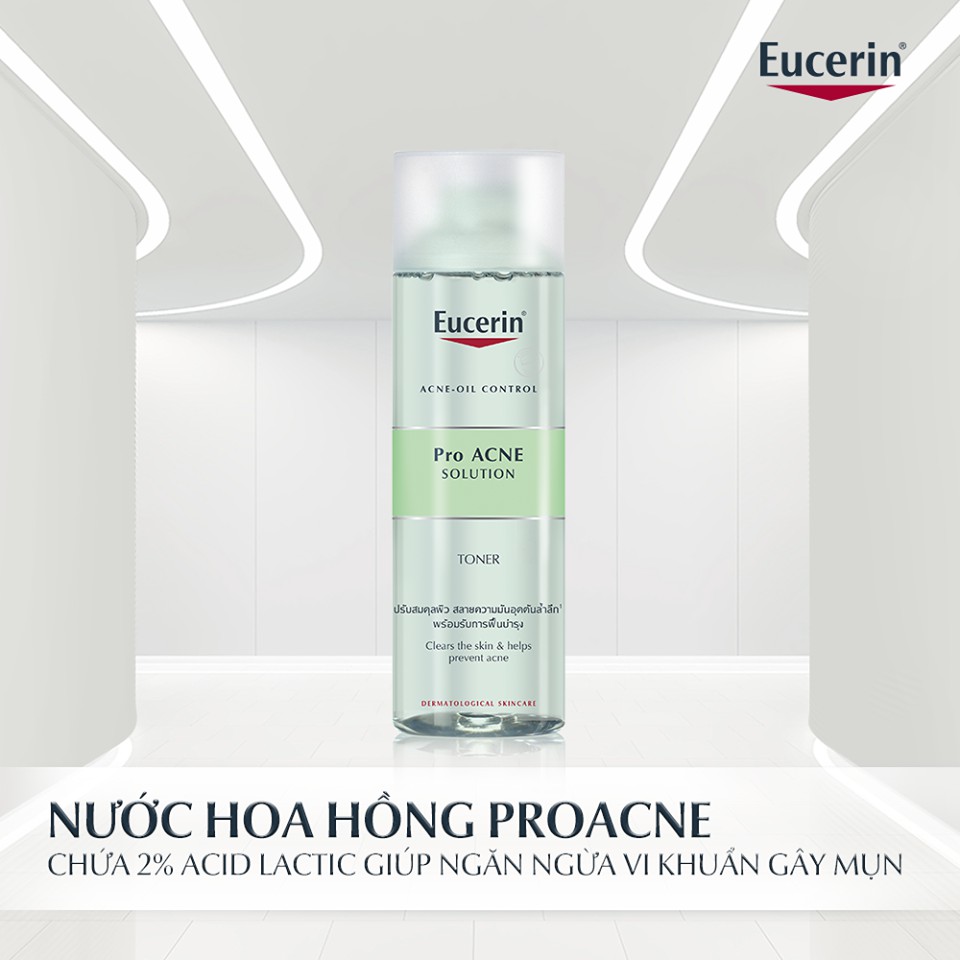 Nước hoa hồng da mụn Eucerin proAcne toner 200ml TẶNG bông tẩy trang Jomi (Nhập khẩu)