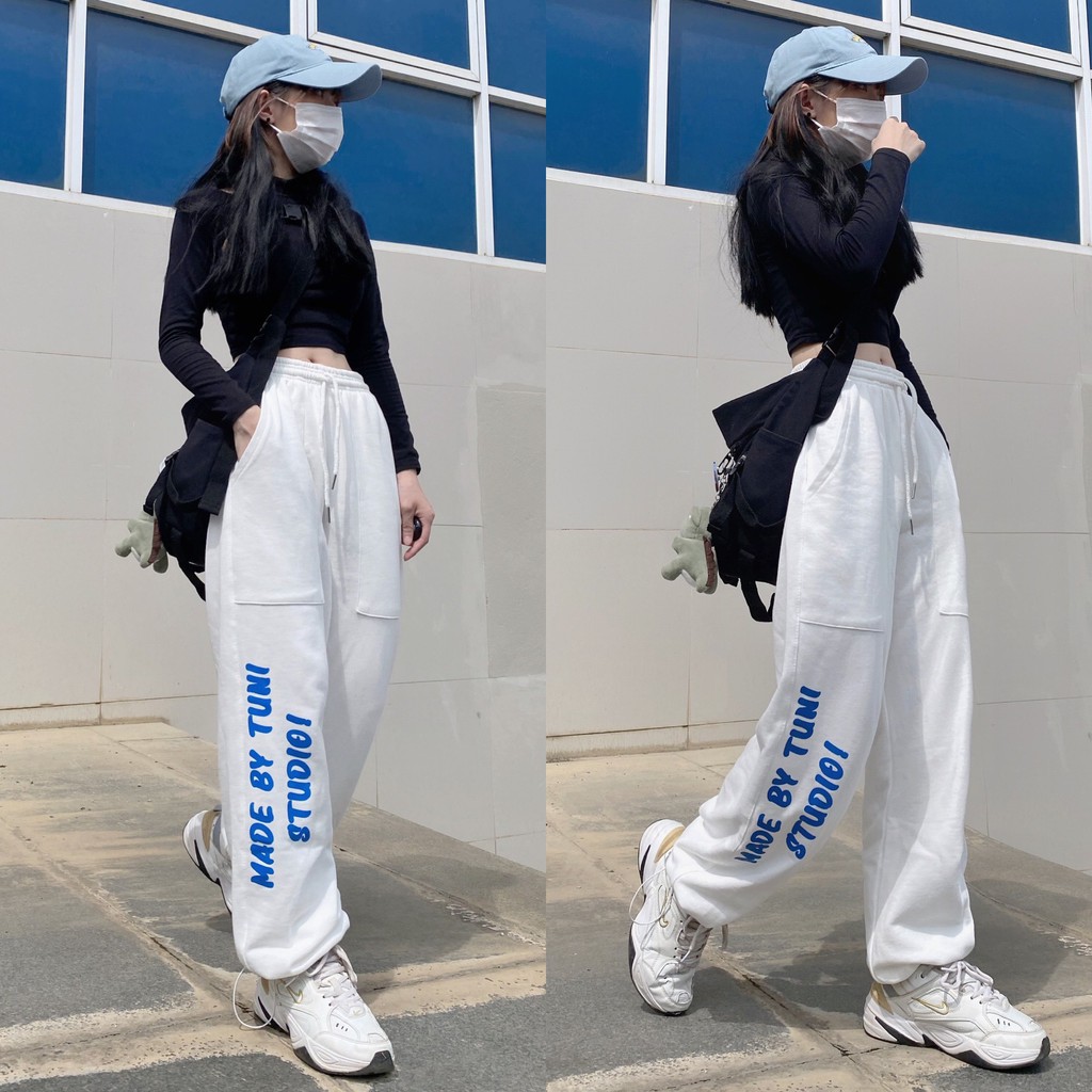 Quần Dài Thun Ống Suông Dáng Rộng Unisex TUNI PANT 2 Màu Đen, Trắng - Tuni Store