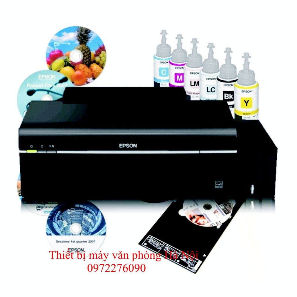 Combo Máy in màu khổ A4 Epson L805 + máy ép nhiệt khổ 38x38 + Bộ mực nhiệt 6 màu 100ml + 2 tập giấy in chuyển nhiệt a4