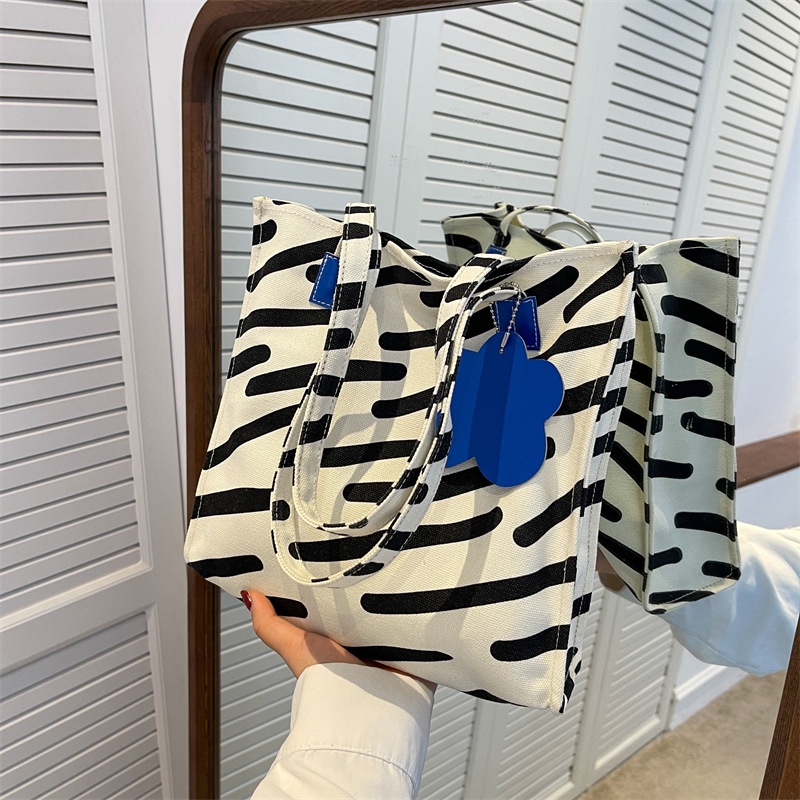 IELGY Túi Đeo Vai Vải canvas Cỡ Lớn In Họa Tiết Ngựa Vằn Đơn Giản Thời Trang Cho Nữ