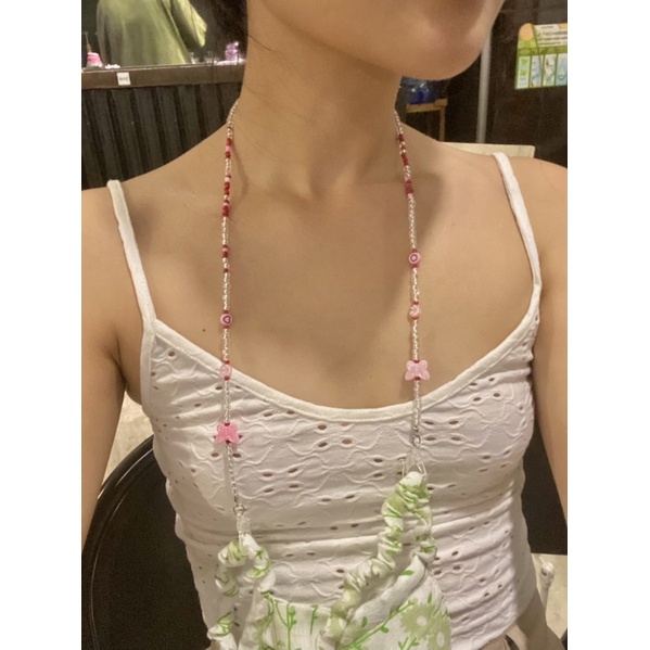[294] Dây đeo khẩu trang màu hồng đỏ dễ thương