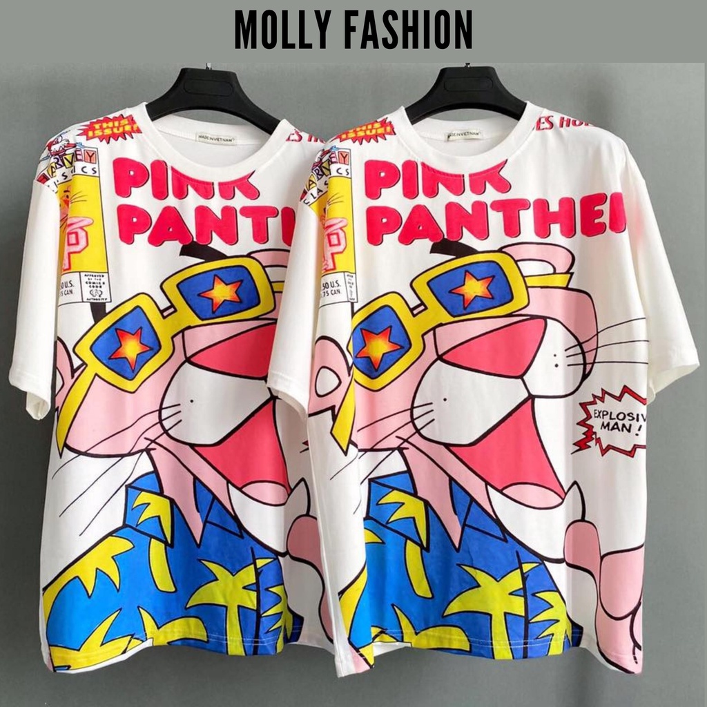 ÁO THUN BÁO HỒNG tay lỡ ❤️ Áo phông Unisex form rộng Freesize dành cho nam nữ Molly Fashion