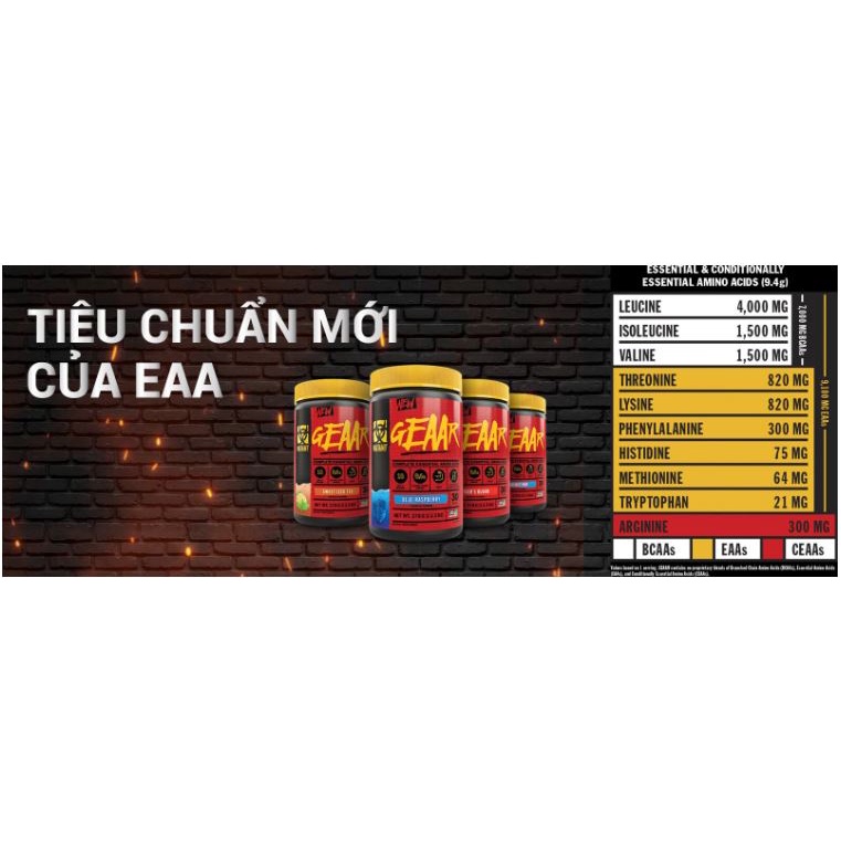 Geaar Mutant Amino acid Eaa Hỗ Trợ Phục Hồi Phát Triển Cơ Bắp Mutant GEAAR - 30 Lần Dùng (378Gram)