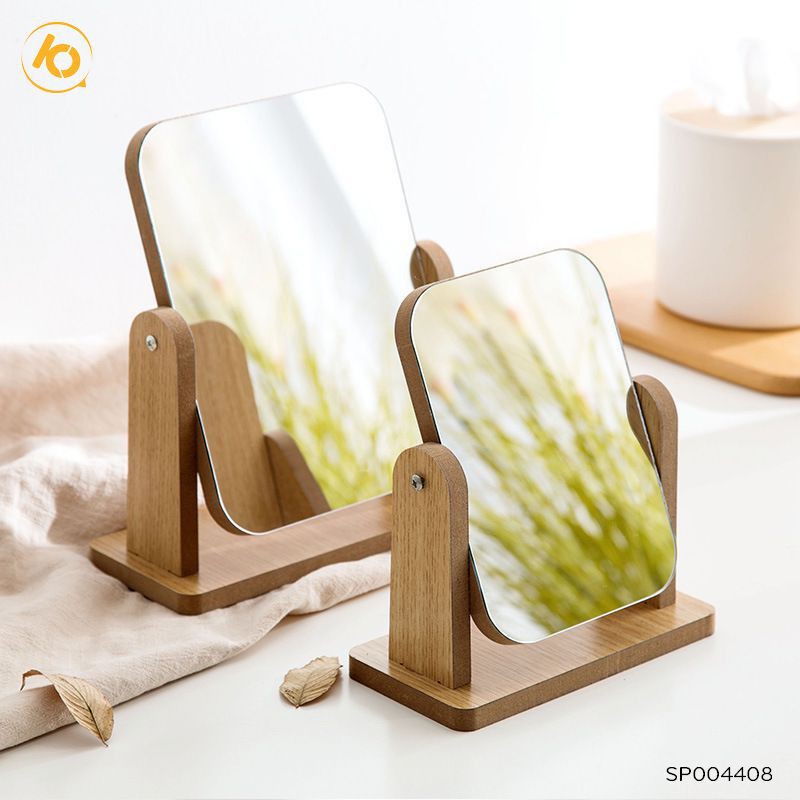 Gương gỗ để bàn phong cách Hàn Quốc SHOP10K ,gương xoay 360 độ trang điểm, makeup