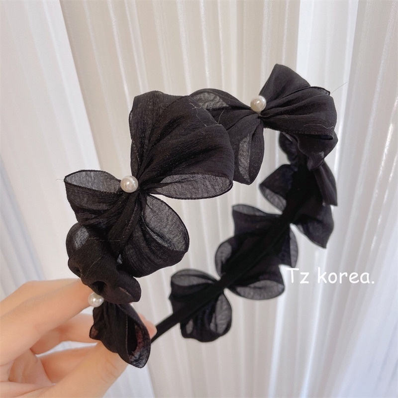 Bờm tóc đính chiếc nơ voan cánh xoè tiểu thư BT578