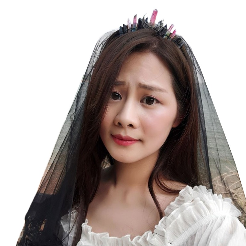 Băng Đô Cài Tóc Đính Pha Lê Nhiều Màu Phong Cách Vintage Cho Cô Dâu