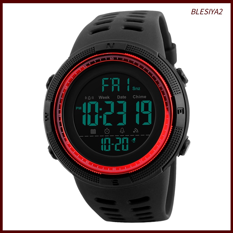 [BLESIYA2] 1251 Men's Digital Sports Watch Waterproof Stopwatch Countdown Auto Date Alarm