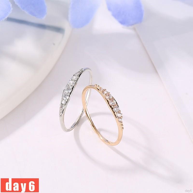 Nhẫn hợp kim đính đá pha lê thiết kế đơn giản thời trang