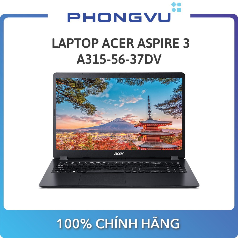 Laptop Acer Aspire 3 A315-56-37DV (i3-1005G1/4GB/256GB SSD/Intel UHD) (Đen) - Bảo hành 12 tháng