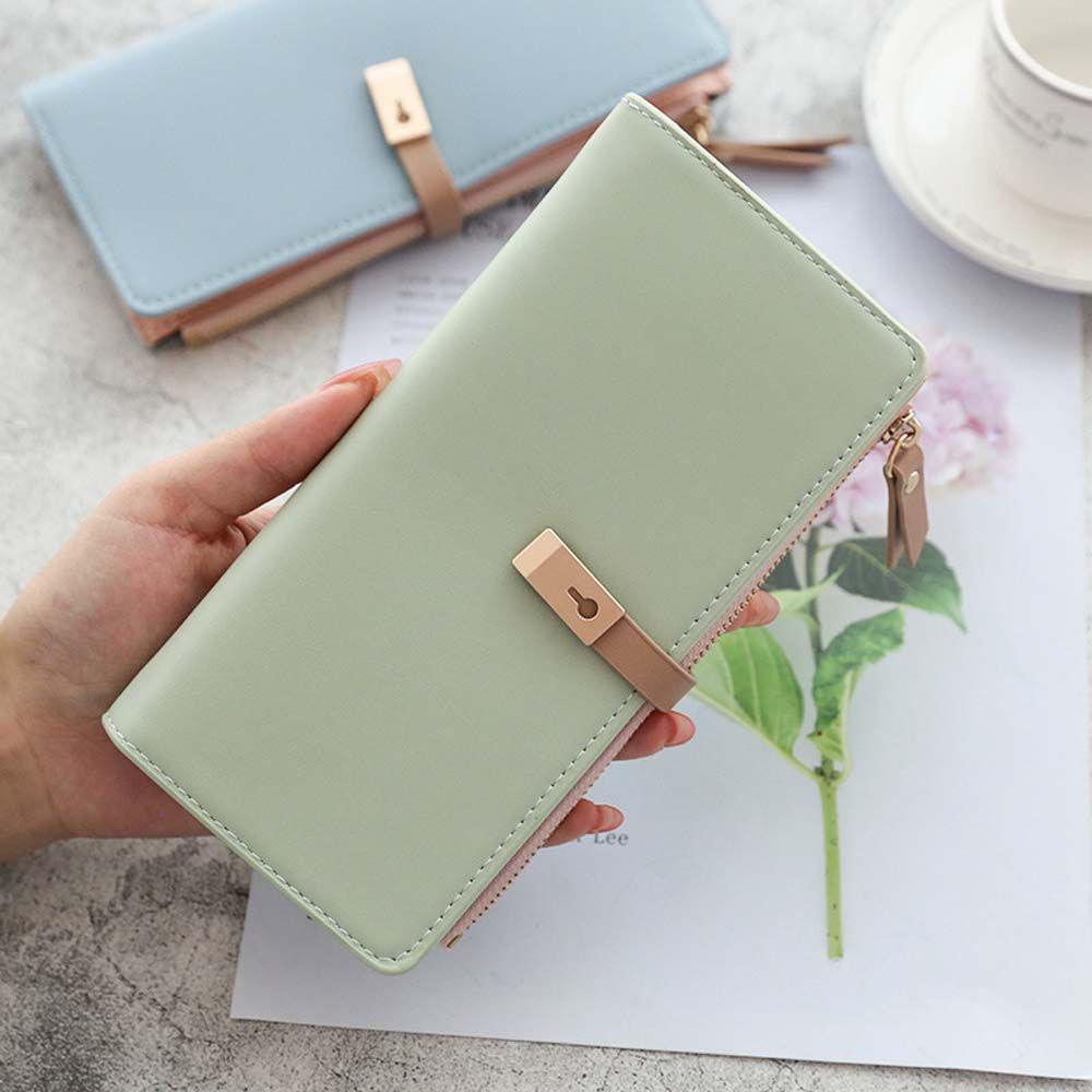 HARRIETT Ví Da PU Dáng Dài Có Nhiều Ngăn Đựng Thẻ Phong Cách Hàn Quốc Cho Nữ Giá Đỡ