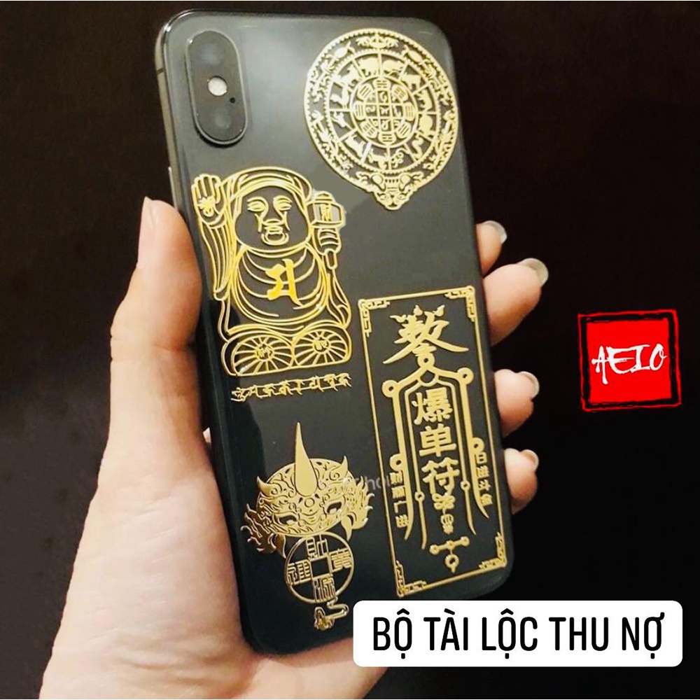 Bộ 4 Miếng Dán Linh Phù Tài Lộc Thu Nợ ☯️ Linh Phù Dán Điện Thoại Phong Thủy