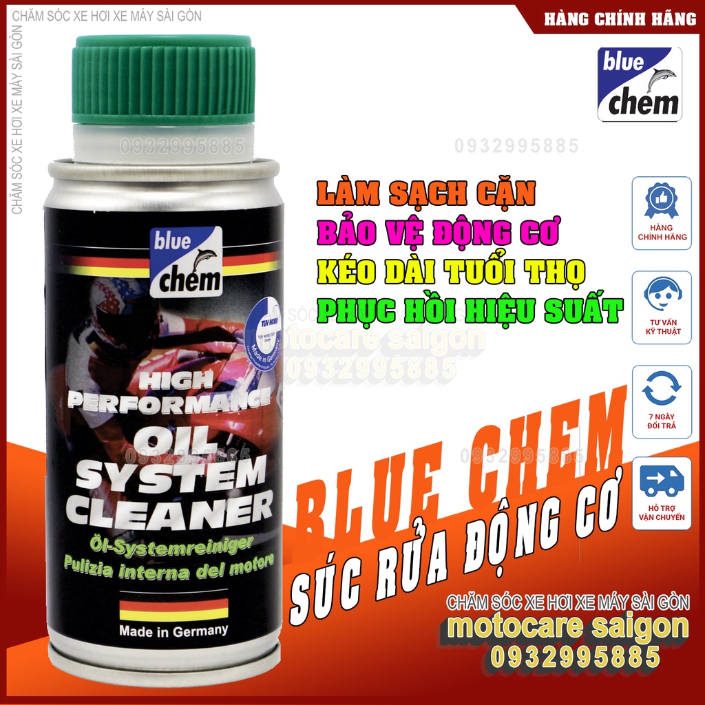 Bluechem Oil System Clearn (Súc rửa động cơ) / Dung tích 50ml (Bluechem nắp xanh) [CHĂM SÓC XE HƠI XE MÁY SÀI GÒN]