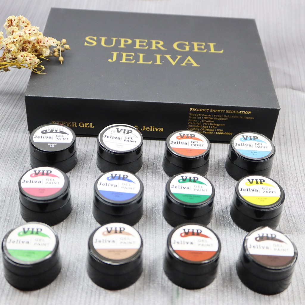 set gel vẽ móng 12 màu siêu đặc Jeliva