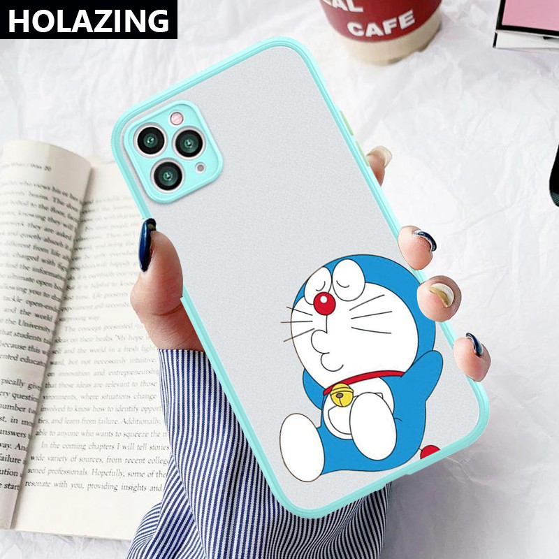 Camera Lens Protective Phone Case iPhone 12 Mini 11 Pro Max iXS Max XR SE 2020 8 Plus 7 6S vỏ điện thoại Doraemon Matte Scrub PC Hard Cover Anti-Scrach Shockproof