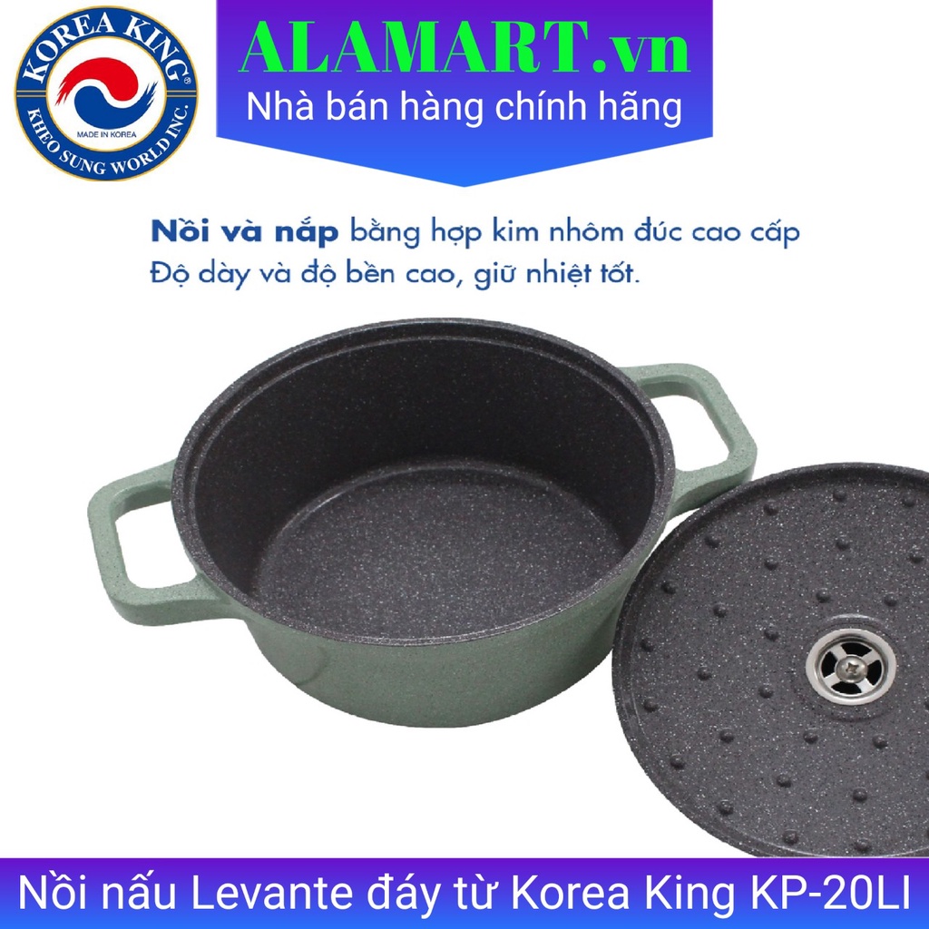 Nồi nấu men ceramic đáy từ Korea King KP-20LI ( phủ men chống dính Ceramic, SIZE 20cm) nhập khẩu hàn quốc