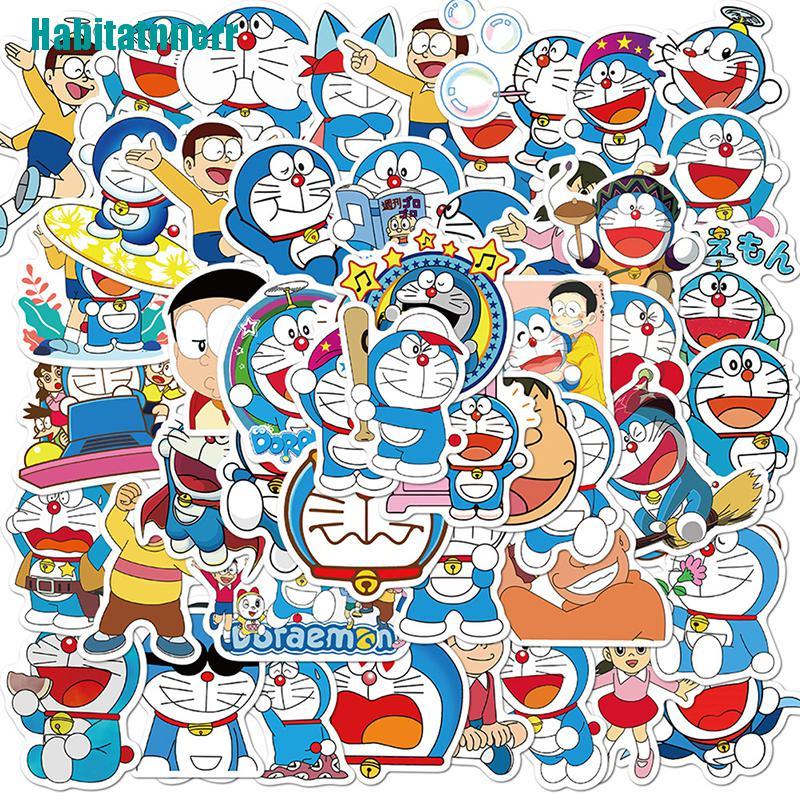 Bộ 50 miếng hình dán Doraemon trang trí xe hơi/ laptop/ xe máy