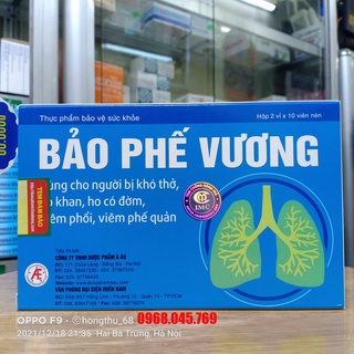 BẢO PHẾ VƯƠNG hộp 20 viên -cam kết: Hoàn lại 100% tien nếu không giảm tình trạng bệnh