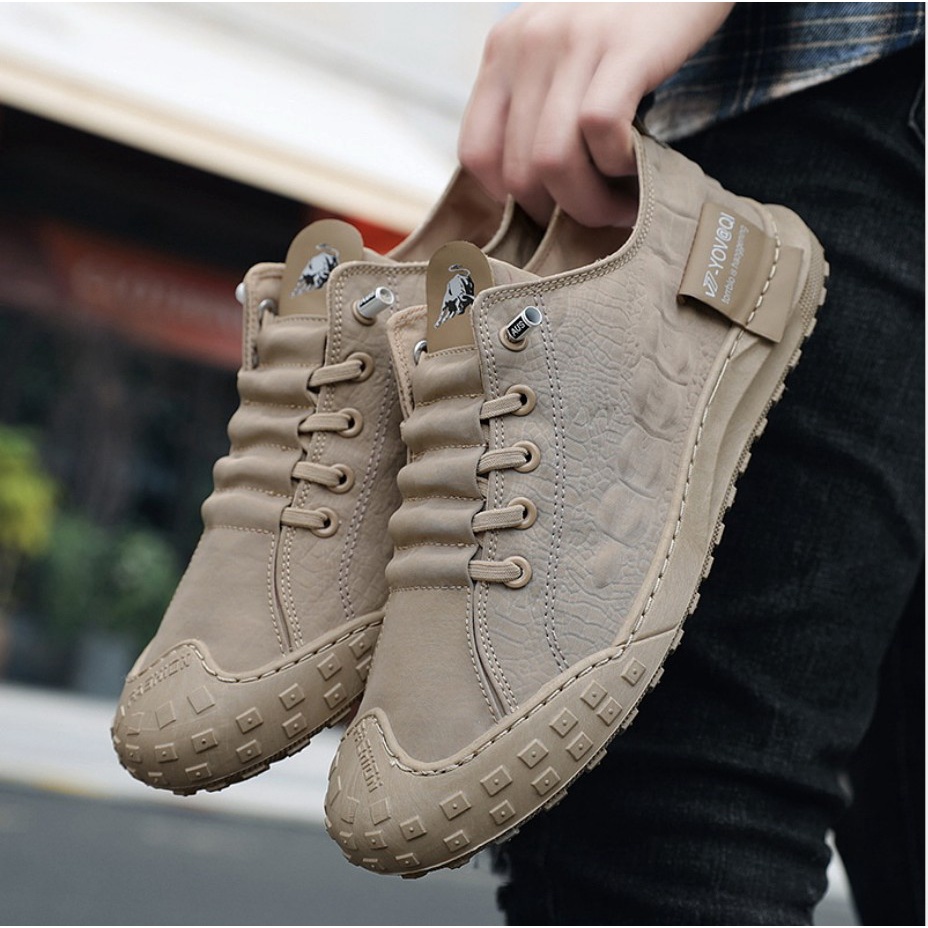 Giày lười nam cao cấp chất liệu vải jeans dập vận cá sấu kiểu dáng cực ngầu phong cách cá tính J398 | BigBuy360 - bigbuy360.vn