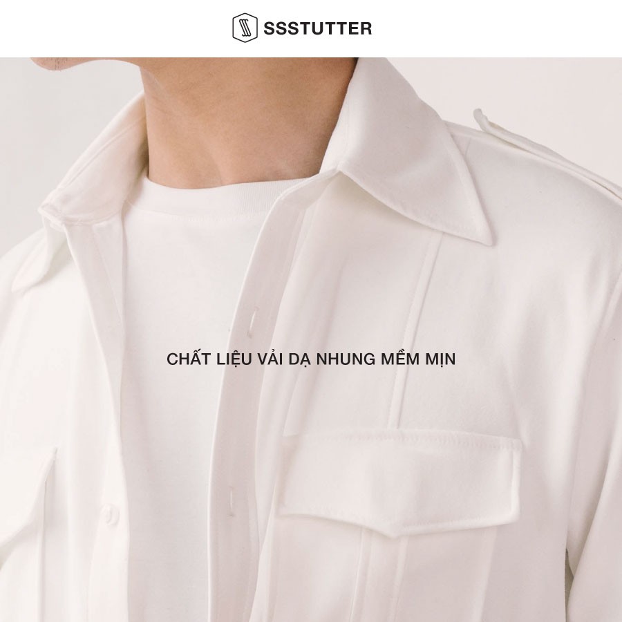 Áo sơ mi nam dài tay 2 túi ngực điểm nhấn cầu vai áo SSSTUTTER 2 màu Patch shirt | BigBuy360 - bigbuy360.vn