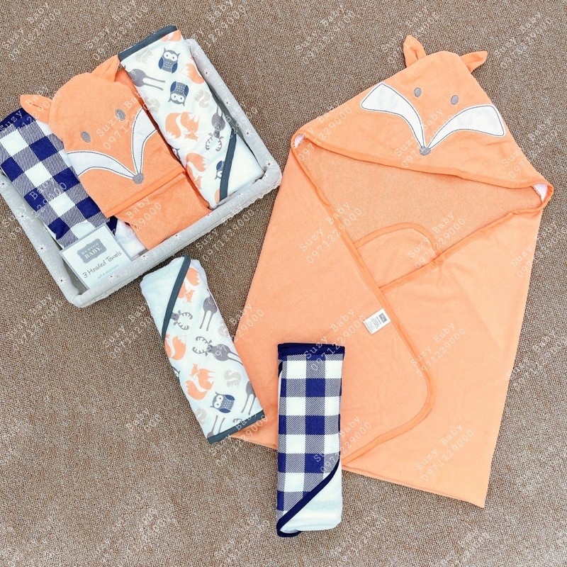 Chăn ủ hè Hudsonbaby set 3c cho bé 71x71cm