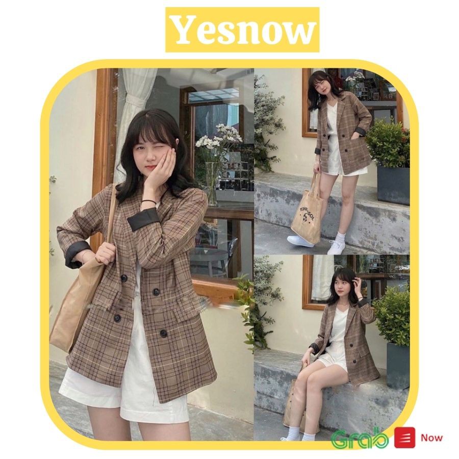 Áo Blazer 2 nữ khoác ngoài- áo hình kẻ cho mọi lứa tuổi