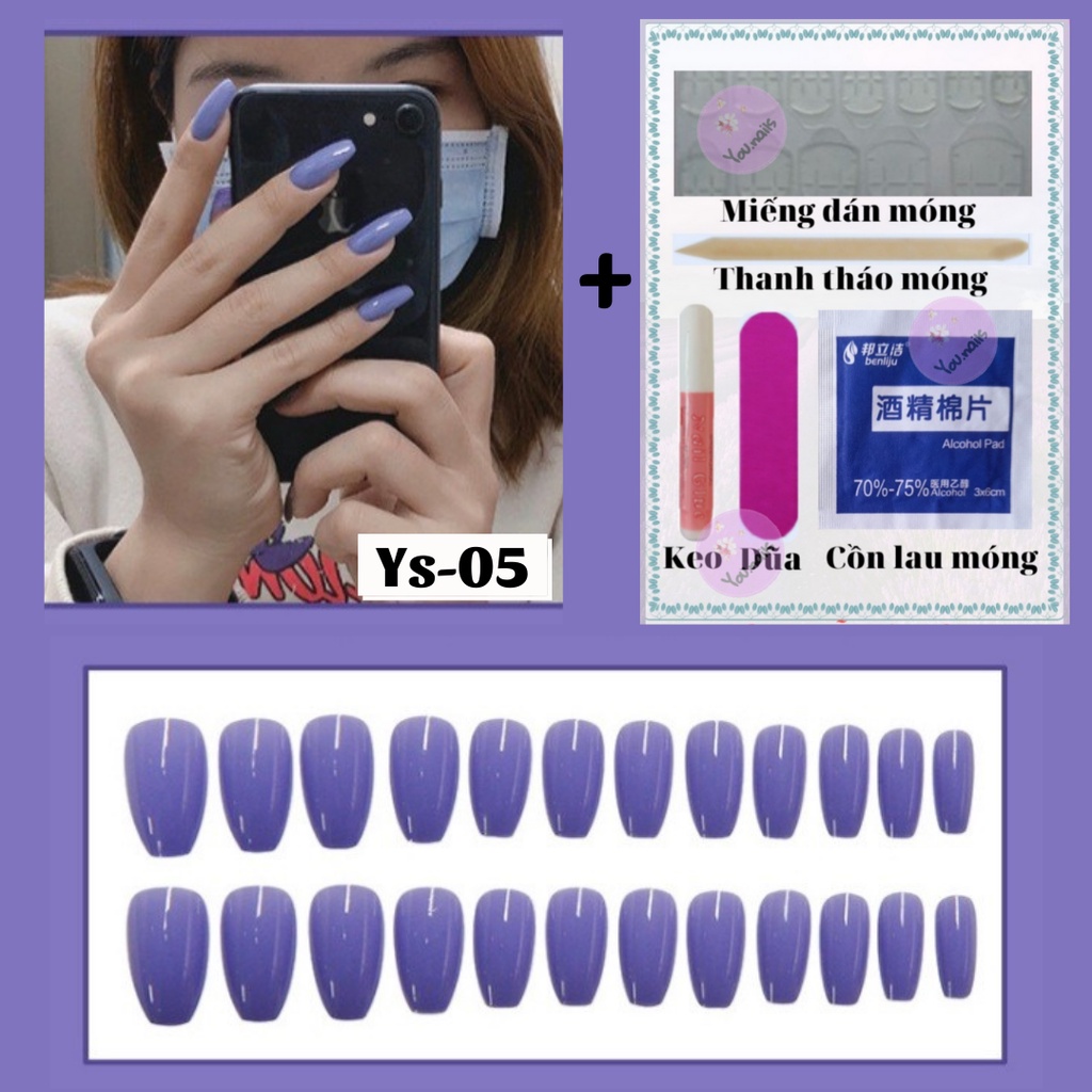 Móng tay giả trơn  kèm keo dài nhọn YOU NAILS (Ys-05)