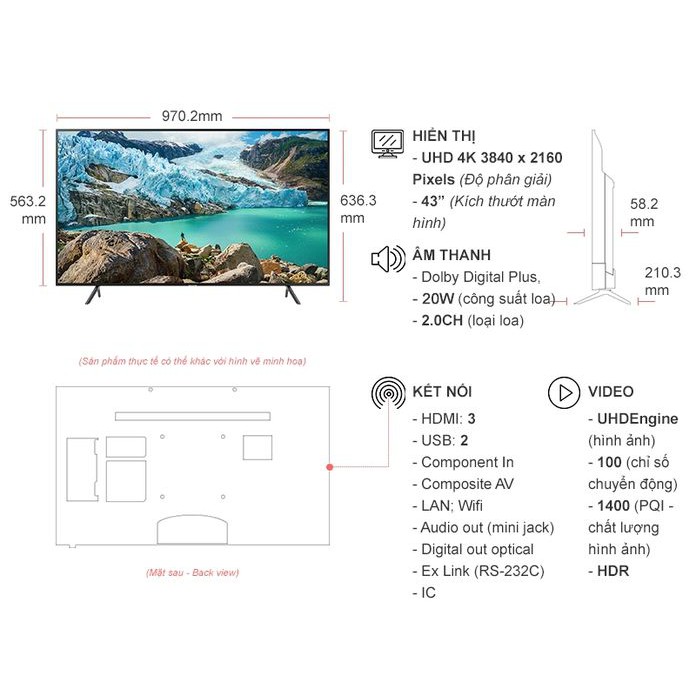 Tivi Samsung Smart 4K 43 inch UA43RU7100