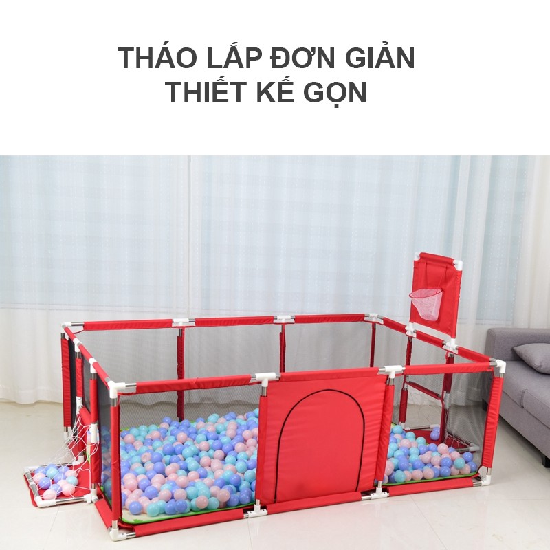 Quây bóng, quây bóng rổ, bóng đá, cũi cho trẻ hình chữ nhật kích thước 1m2x2m, tháo lắp dễ dàng  [MS006]