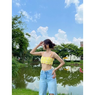 [Sale sốc chuyển kho] Daisy Croptop Áo len đan hoa cúc