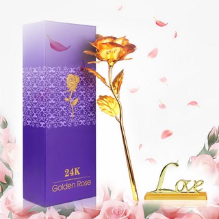 Hoa hồng mạ vàng 24K có đế bông màu vàng - Do_luu_niem