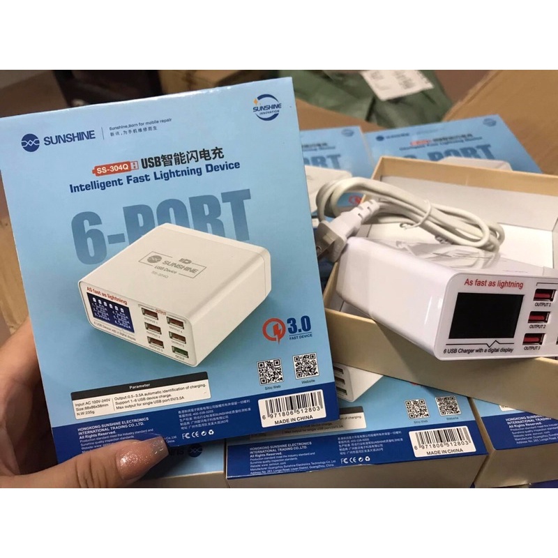 Cổng sạc 6usb thông minh SS 304Q