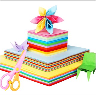 Giấy màu origami, trang trí, xếp hạc 100 tờ 10x10cm