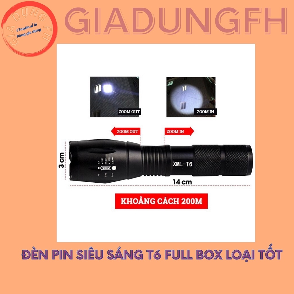 ĐÈN PIN SIÊU SÁNG T6 FULL BOX LOẠI TỐT