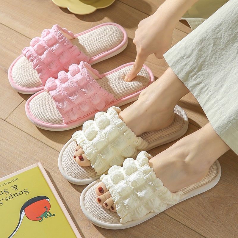 Dép cotton Lanh Đi Trong Nhà Chống Trượt Thoải Mái Giữ Ấm Cho Nữ