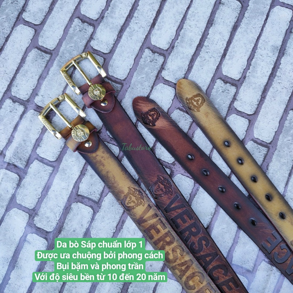Thắt Lưng Nam Da Bò Sáp Hiệu- Da Thật Nguyên Tấm Đốt Không Cháy - Khóa Đồng và Đầu Hợp Kim Nguyên Khối