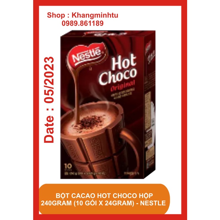 Bột Cacao Nestle Hot Choco hộp 240gram (10 gói x 24gram) - (Nhập Khẩu Hàn Quốc)