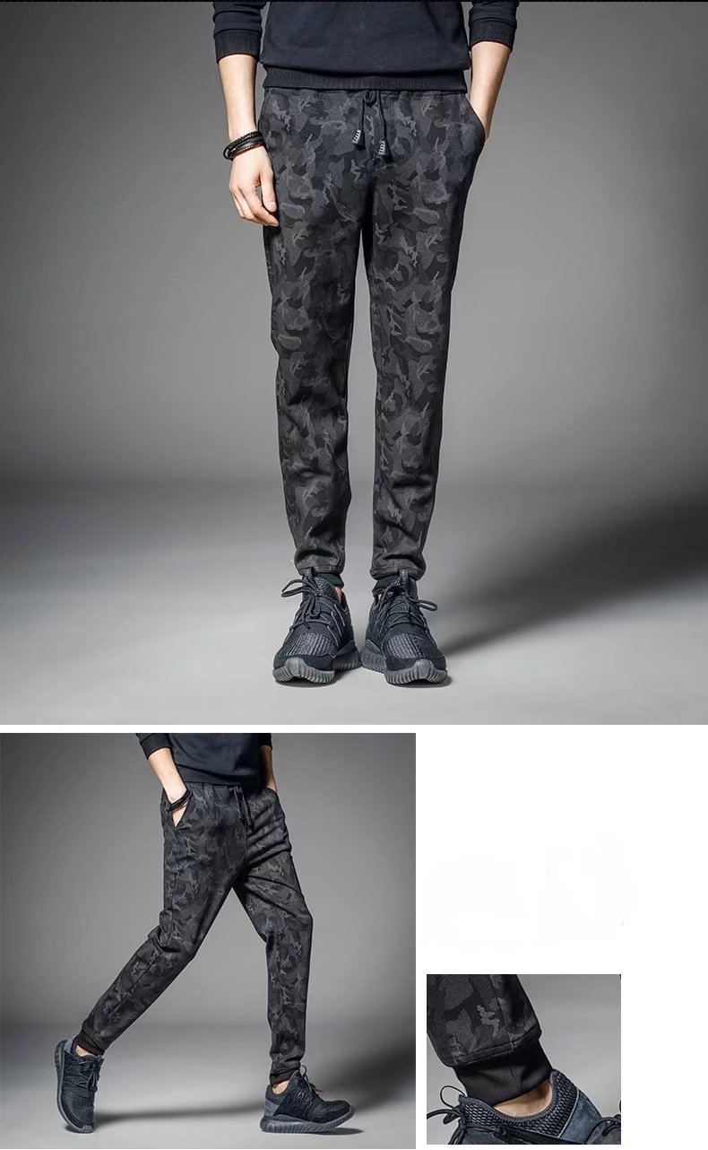 【EI KA 】S-5XL Black Camouflage track pants korean style Fashion Casual Straight pants