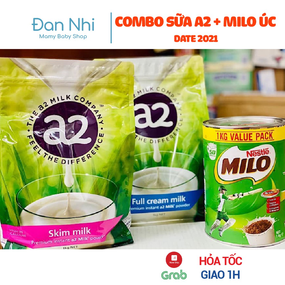 COMBO Sữa Bột A2 - MILO Úc Date 2022 Cho Bé Cao Lớn Phát Triển