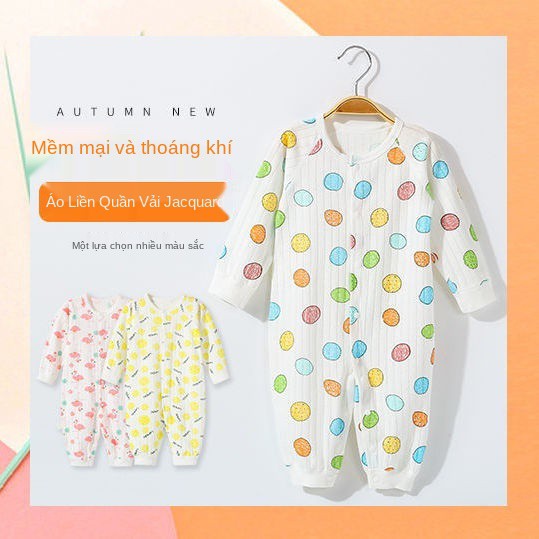 Áo liền quần trẻ em mùa xuân và thu sơ sinh dài tay cotton romper nam nữ đi chơi đồ ngủ có điều hòa