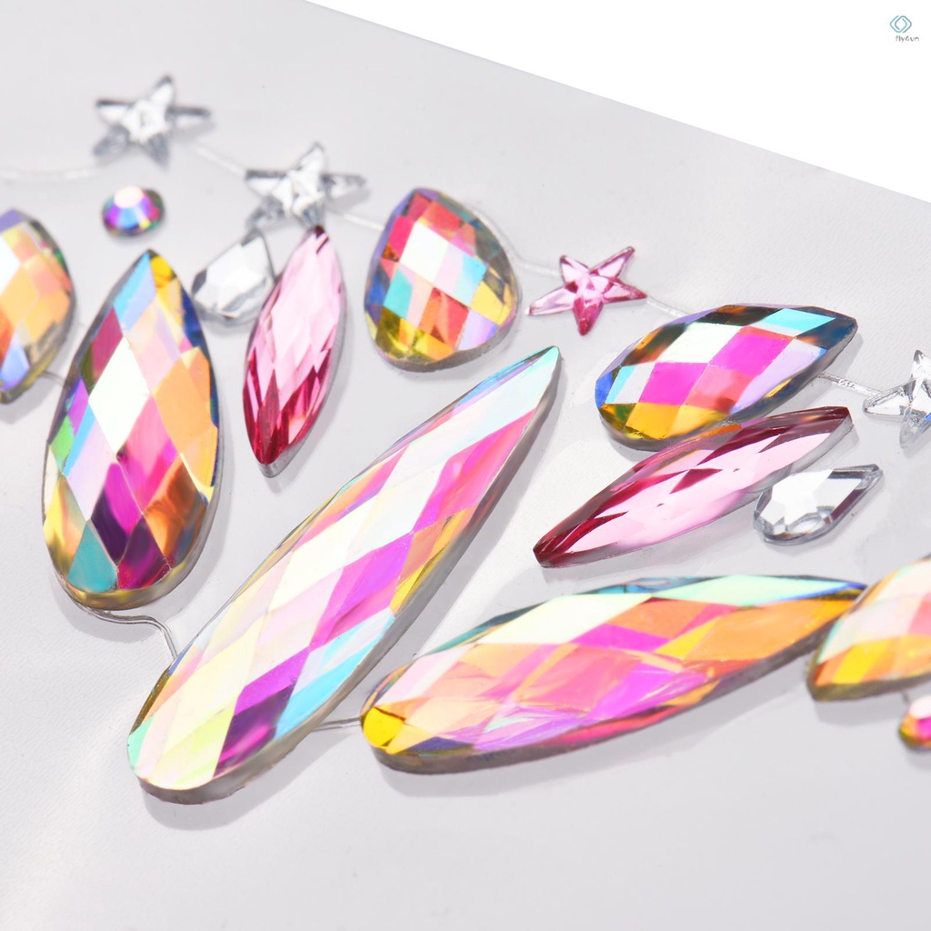 Set 9 miếng dán trang trí cơ thể thiết kế kiểu kim cương giả pha lê nhiều màu sắc đẹp mắt DIY | BigBuy360 - bigbuy360.vn