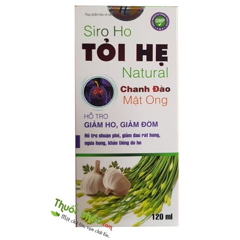 Siro ho tỏi hẹ natural chanh đào mật ong hỗ trợ giảm ho, giảm đờm