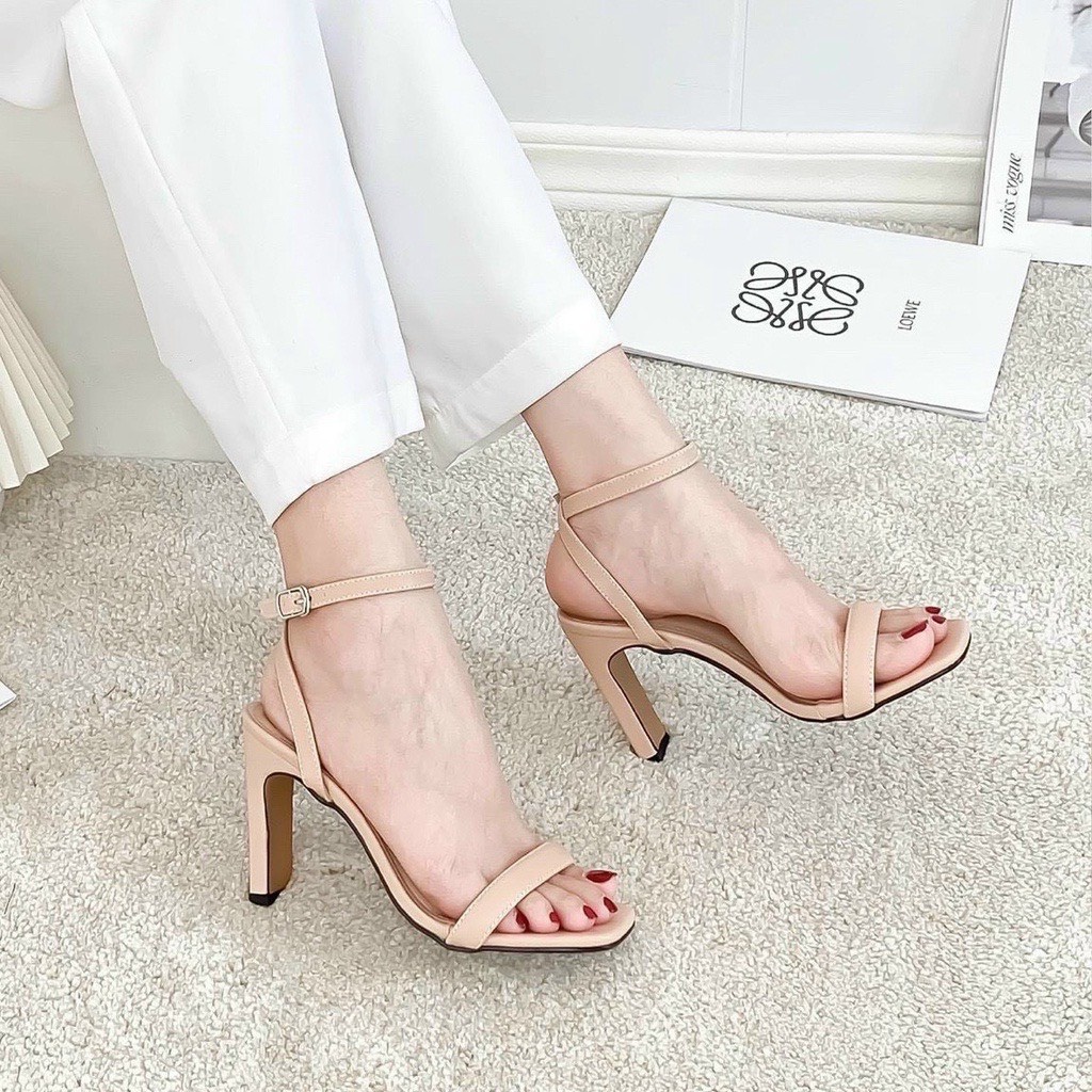 Giày cao gót nữ quai ngang mặc áo dài Thiên Hương giày VNXK BP35Q65 Sandal cao gót 9 phân cm p 3 màu đi làm đi chơi