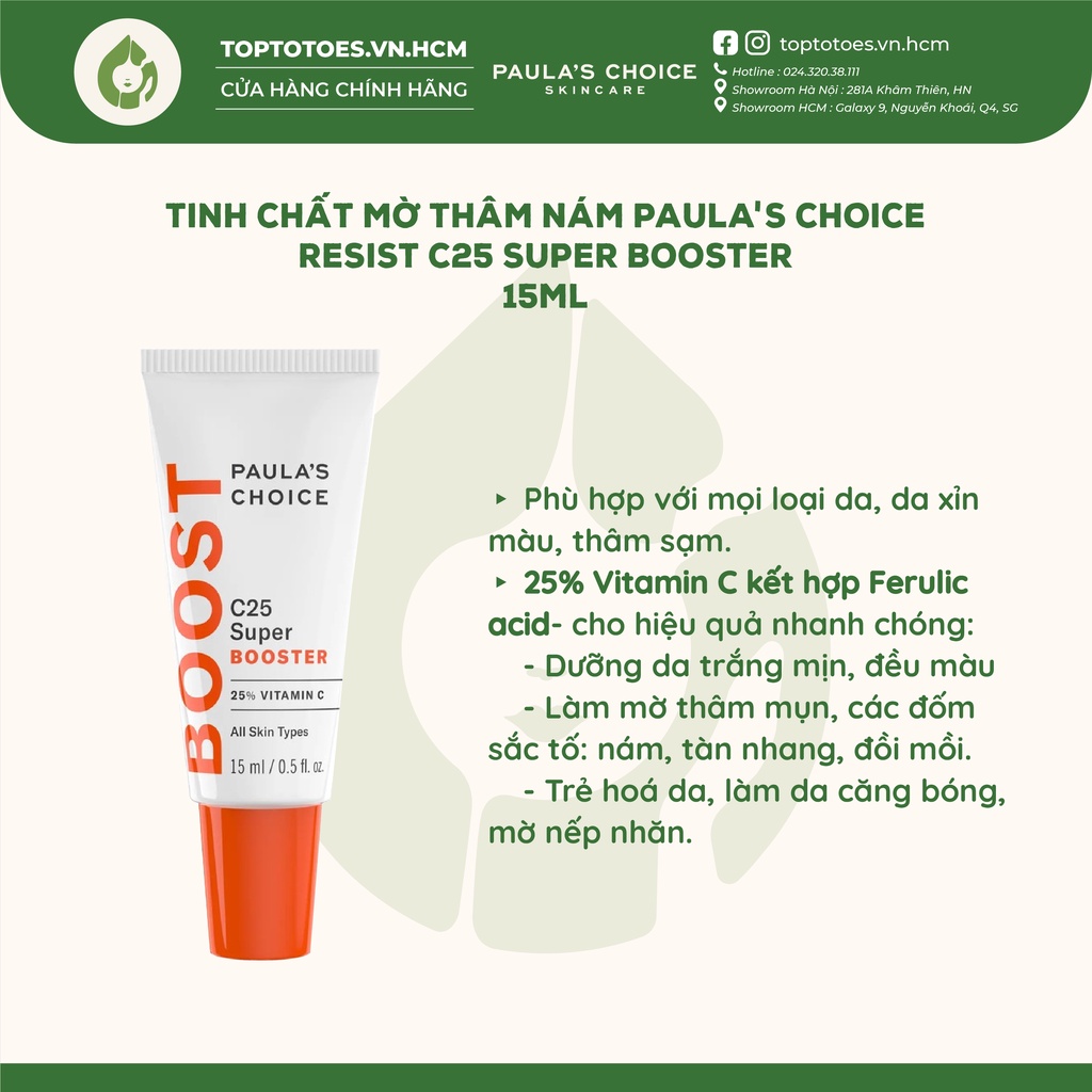 Tinh chất làm sáng da và mờ thâm nám Paula's Choice Resist C25 Super Booster 15ml [NHẬP KHẨU CHÍNH HÃNG 100%]
