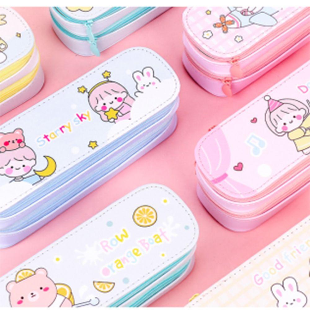 Bóp Viết Hai Lớp Có Khóa Kéo Họa Tiết Dễ Thương Sáng Tạo